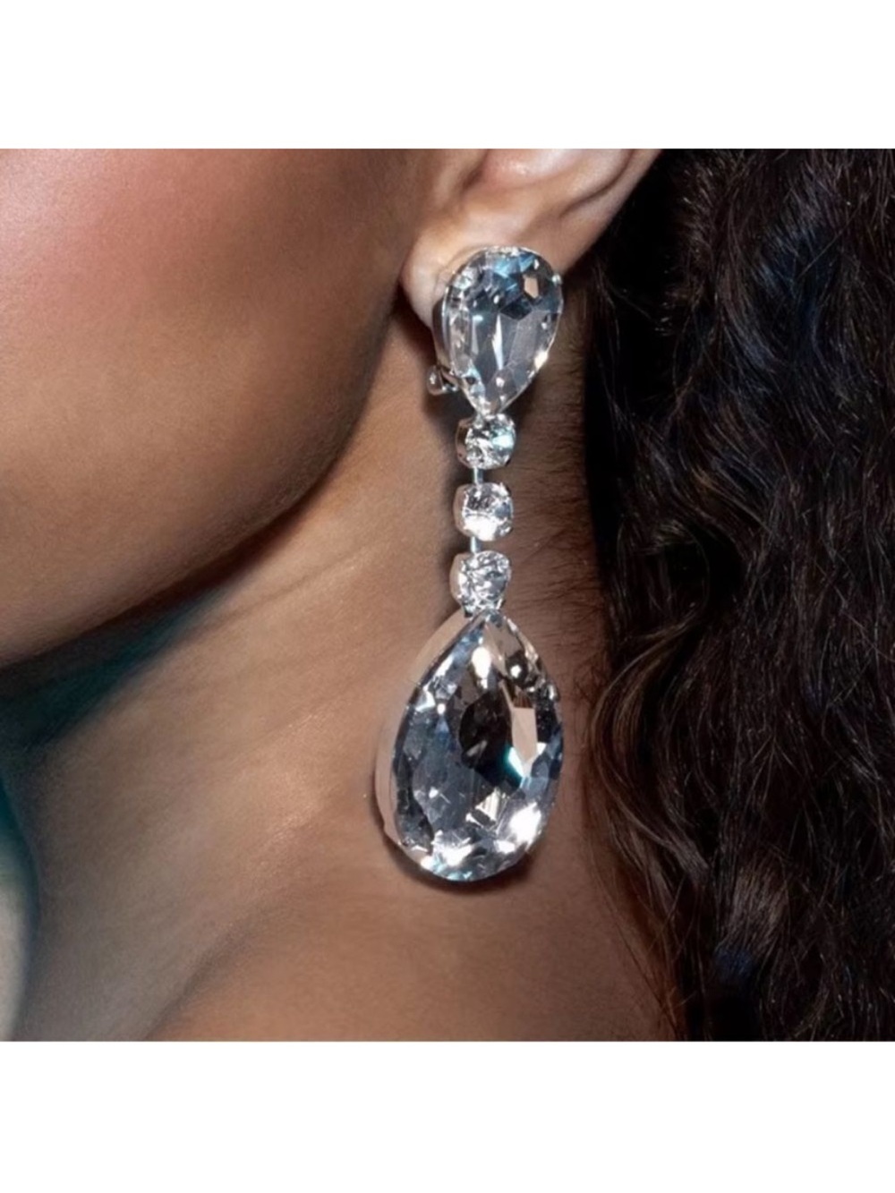 Teardrop silver Drop Earrings A36
